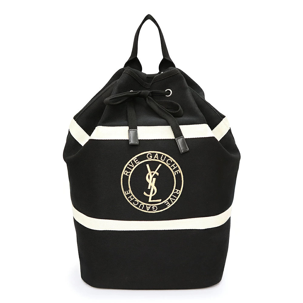 SAINT LAURENT PARIS Rive Gauche Slingback Canvas Black Backpack Daypack